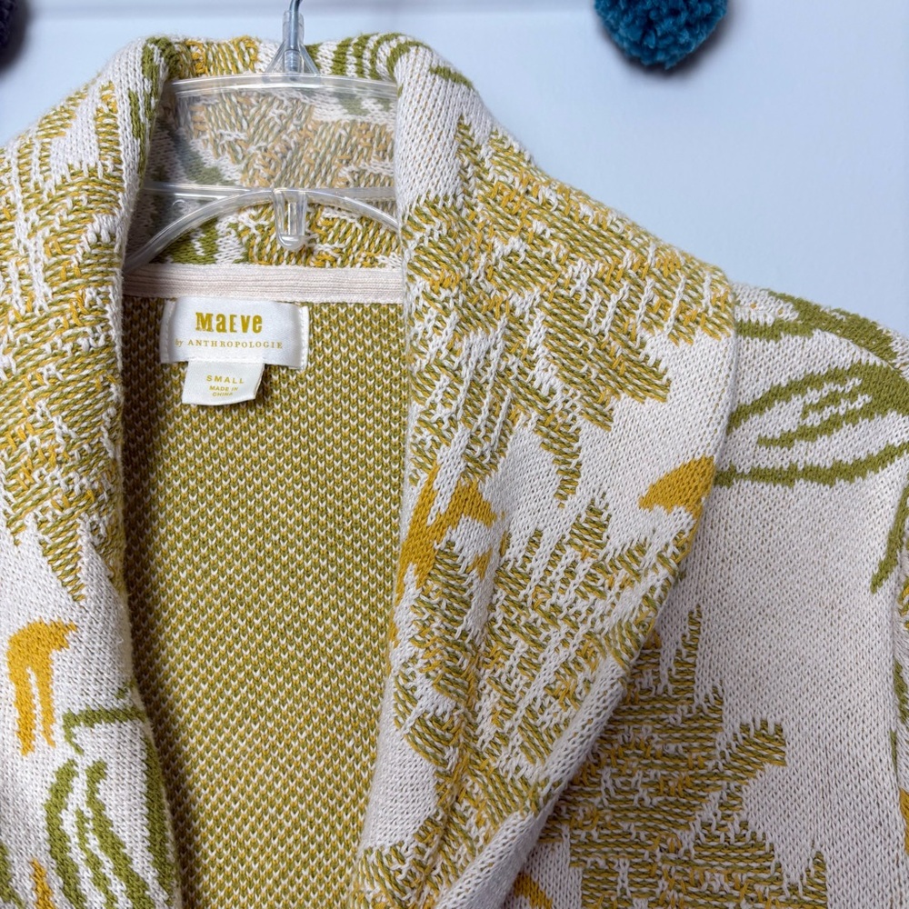 Anthropologie Maeve Pineapple Cream Cardigan - Picture 3 of 9